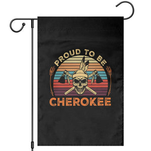 Cherokee Heritage Pride Garden Flag Vintage Native American Warrior Skull