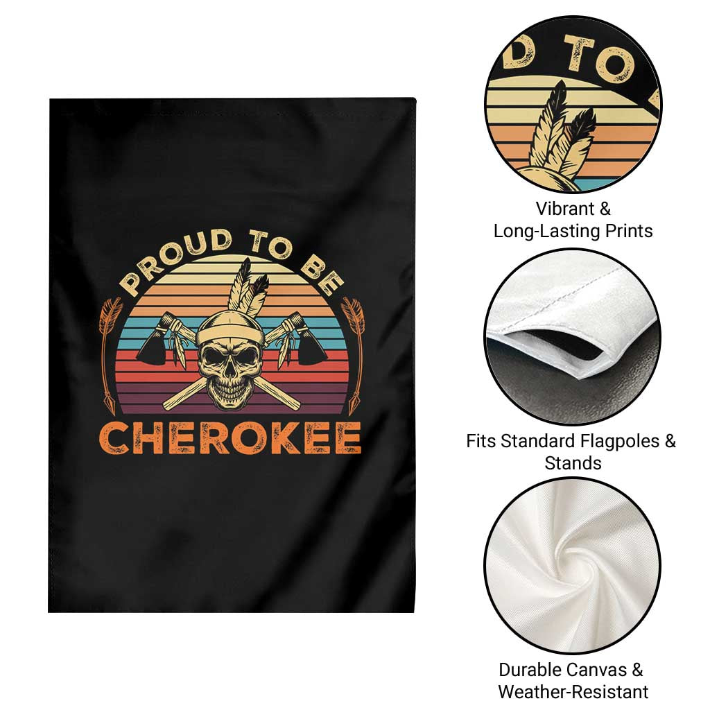 Cherokee Heritage Pride Garden Flag Vintage Native American Warrior Skull