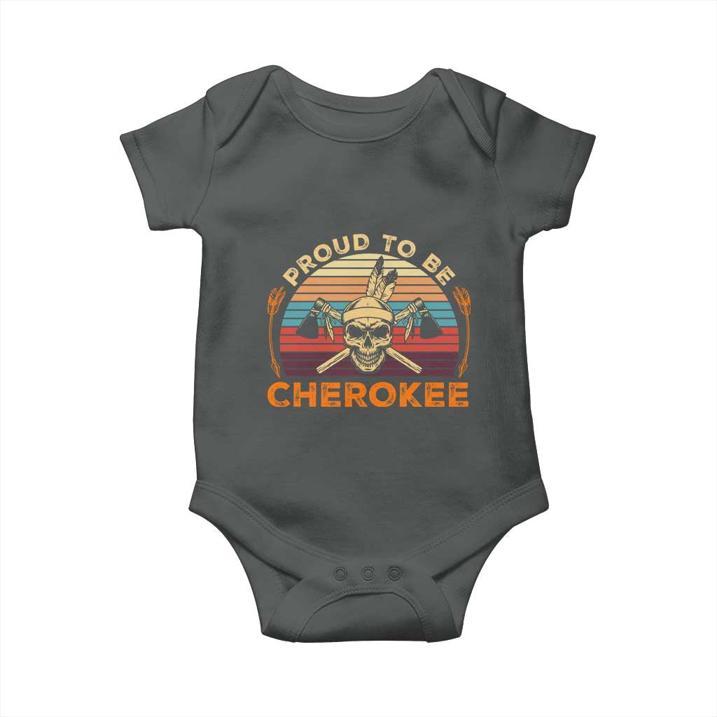 Cherokee Heritage Pride Baby Onesie Vintage Native American Warrior Skull