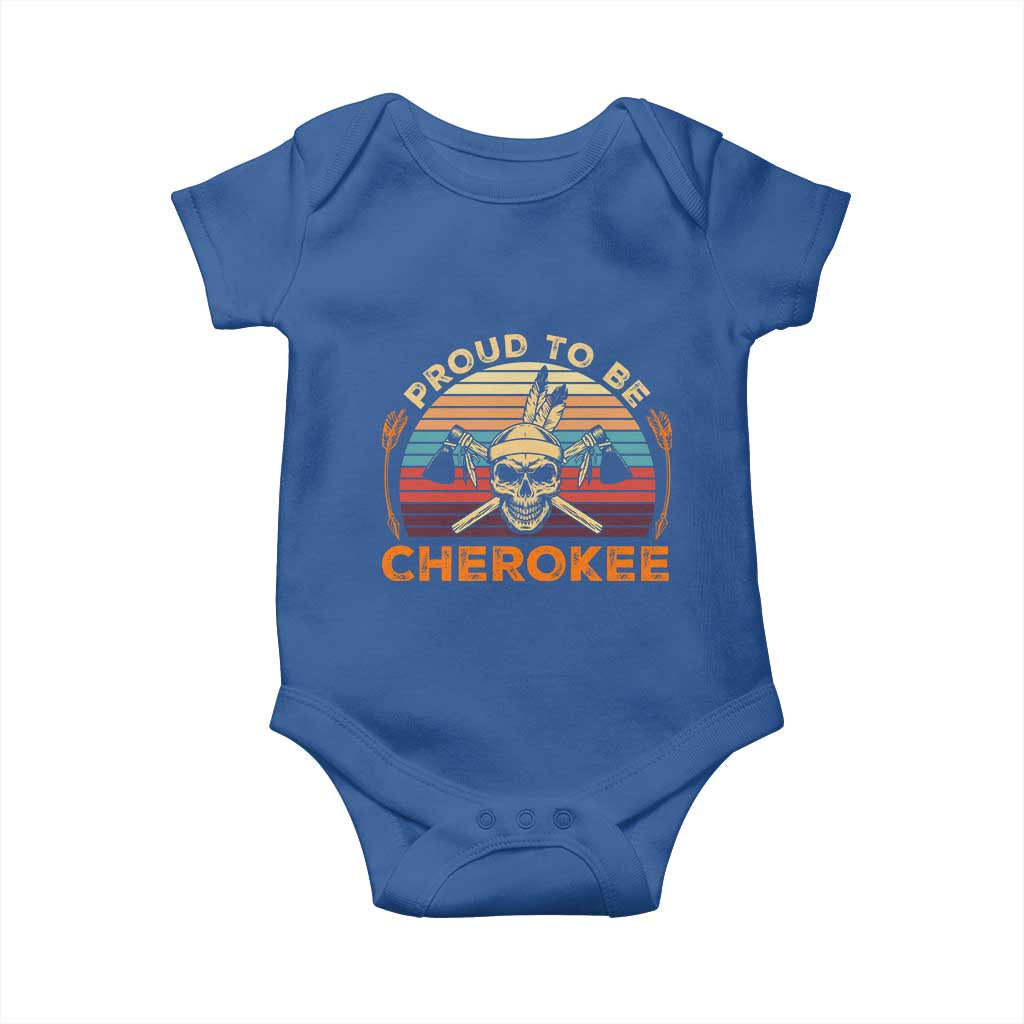 Cherokee Heritage Pride Baby Onesie Vintage Native American Warrior Skull