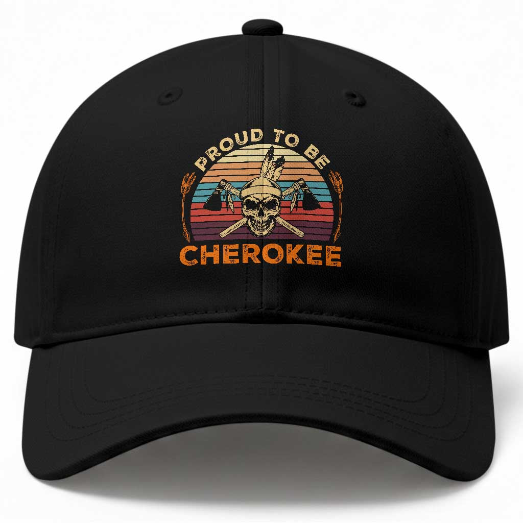 Cherokee Heritage Pride Baseball Cap Vintage Native American Warrior Skull