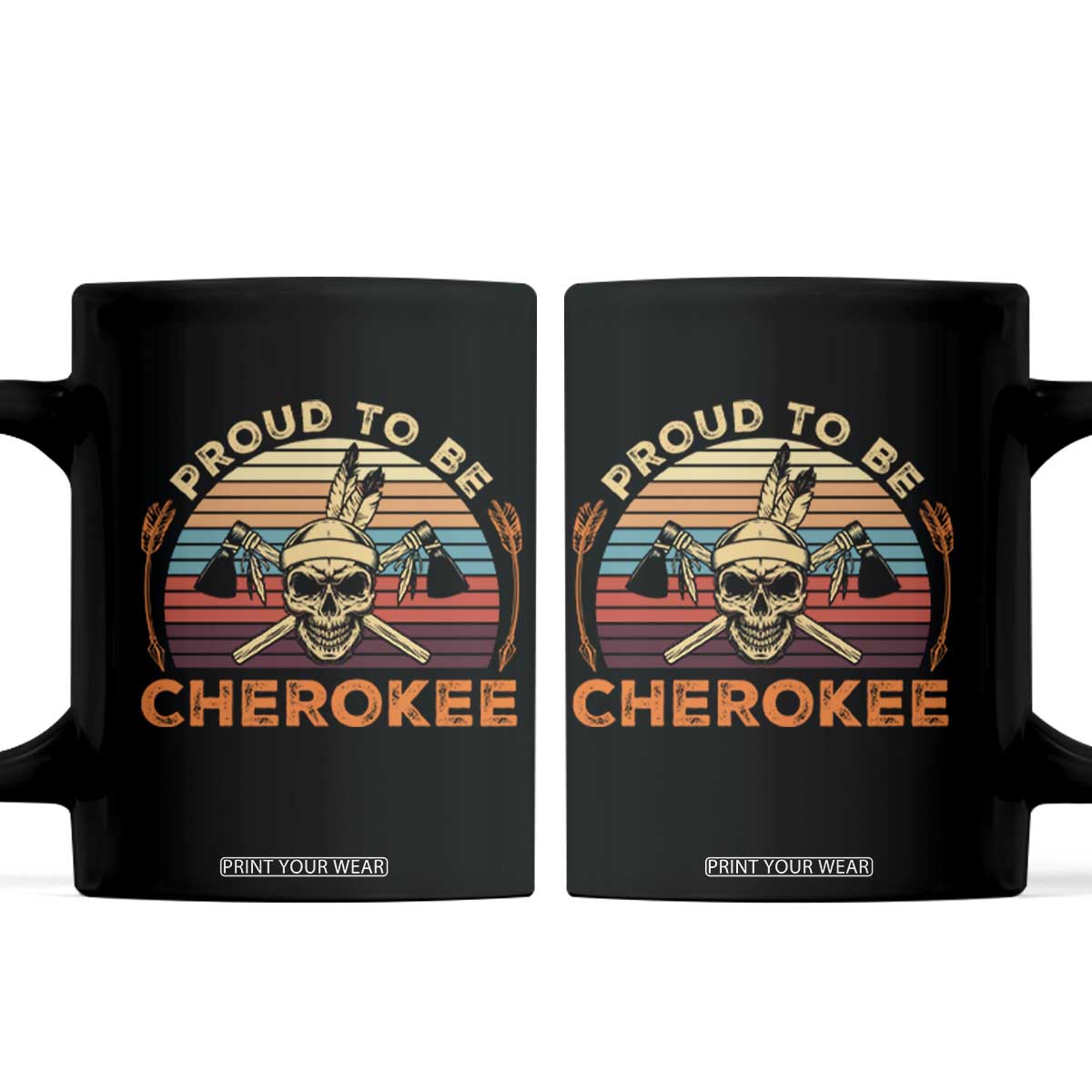 Cherokee Heritage Pride Coffee Mug Vintage Native American Warrior Skull