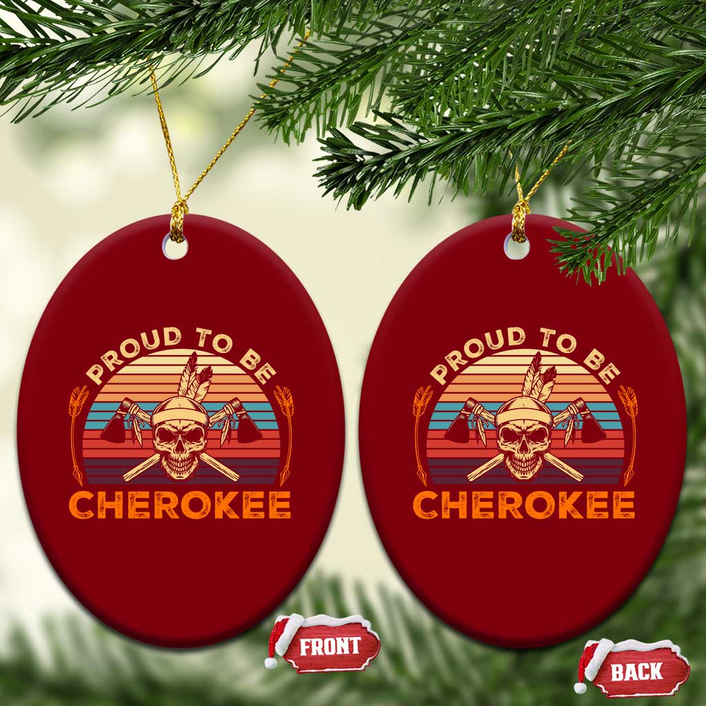 Cherokee Heritage Pride Ceramic Ornament Vintage Native American Warrior Skull