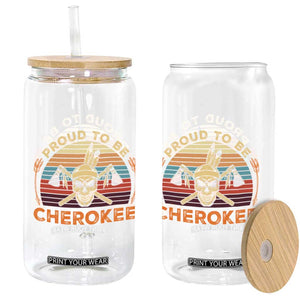 Cherokee Heritage Pride Glass Can Vintage Native American Warrior Skull