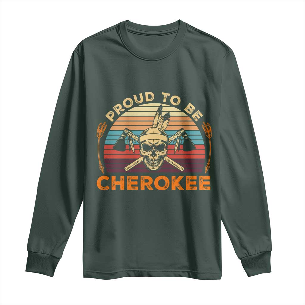 Cherokee Heritage Pride Long Sleeve Shirt Vintage Native American Warrior Skull