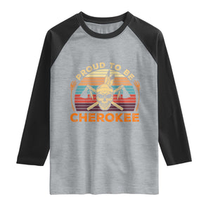 Cherokee Heritage Pride Raglan Shirt Vintage Native American Warrior Skull