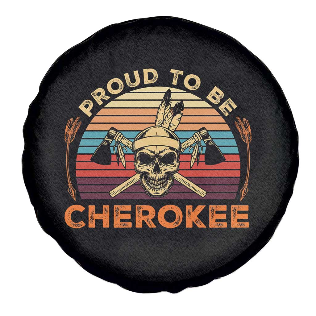 Cherokee Heritage Pride Spare Tire Cover Vintage Native American Warrior Skull