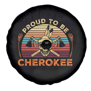 Cherokee Heritage Pride Spare Tire Cover Vintage Native American Warrior Skull
