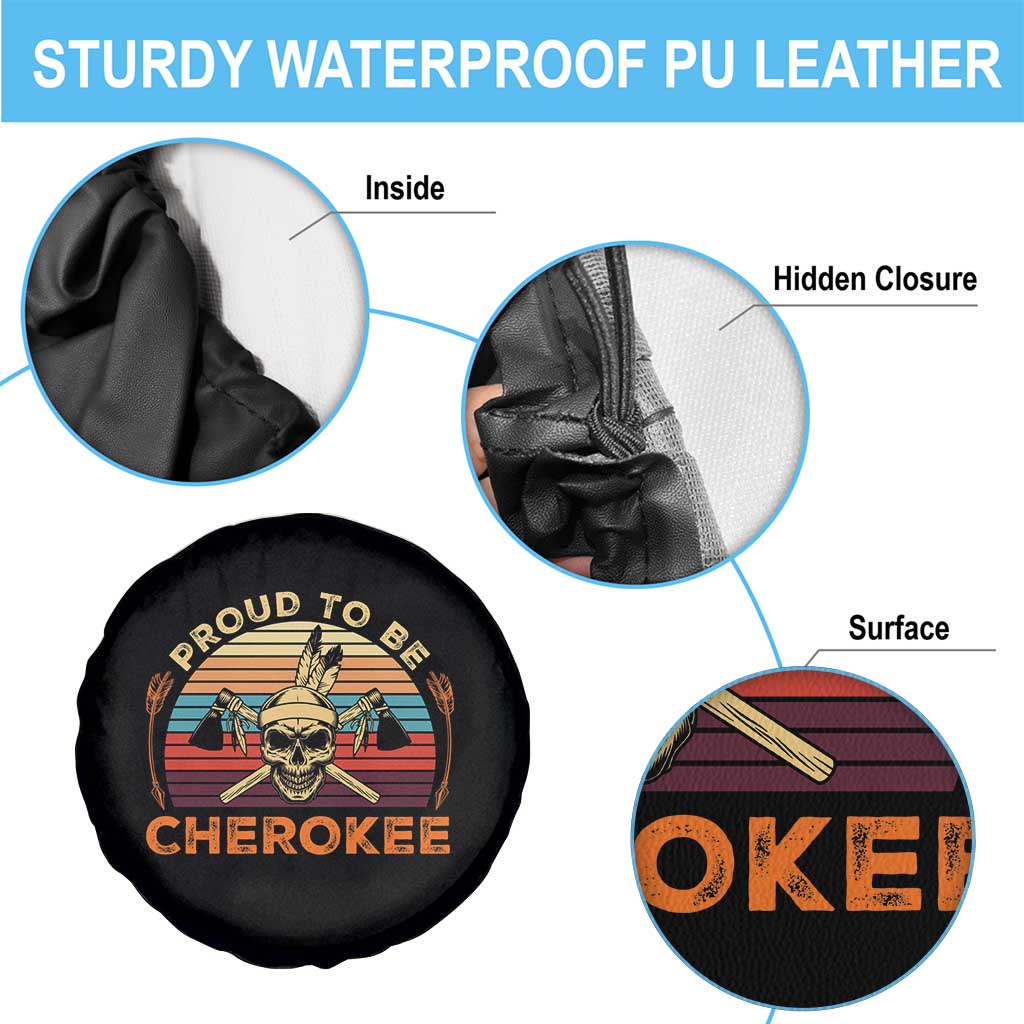Cherokee Heritage Pride Spare Tire Cover Vintage Native American Warrior Skull