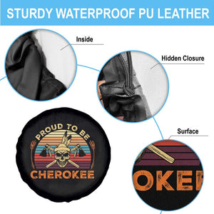 Cherokee Heritage Pride Spare Tire Cover Vintage Native American Warrior Skull