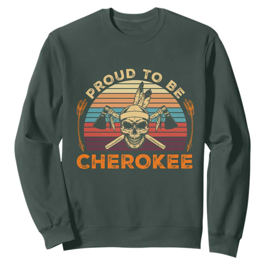 Cherokee Heritage Pride Sweatshirt Vintage Native American Warrior Skull