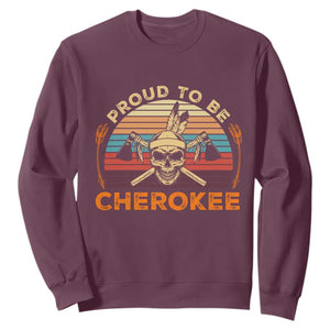 Cherokee Heritage Pride Sweatshirt Vintage Native American Warrior Skull