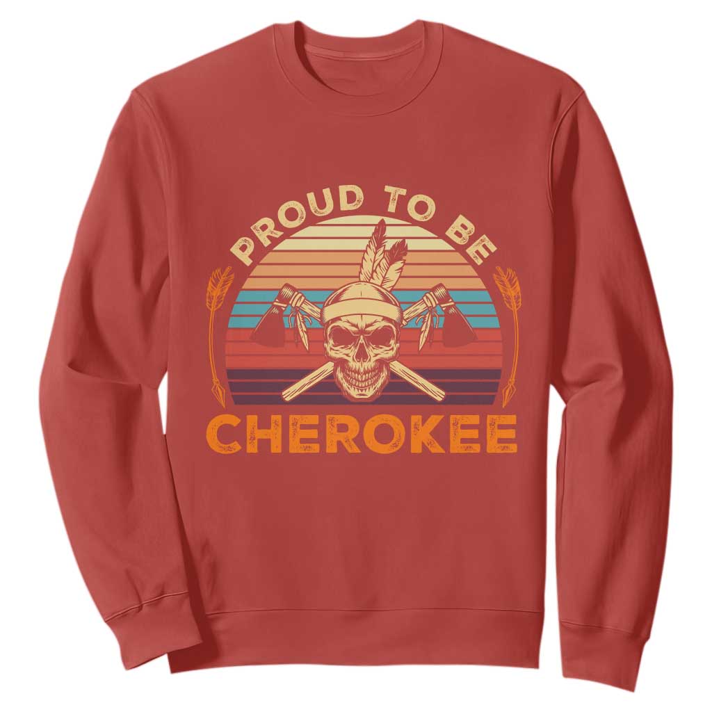 Cherokee Heritage Pride Sweatshirt Vintage Native American Warrior Skull