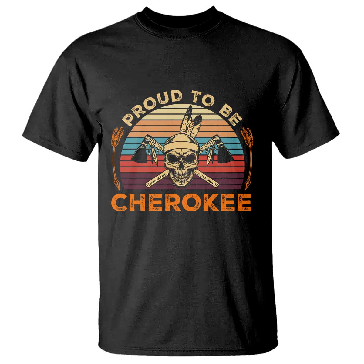 Cherokee Heritage Pride T Shirt Vintage Native American Warrior Skull