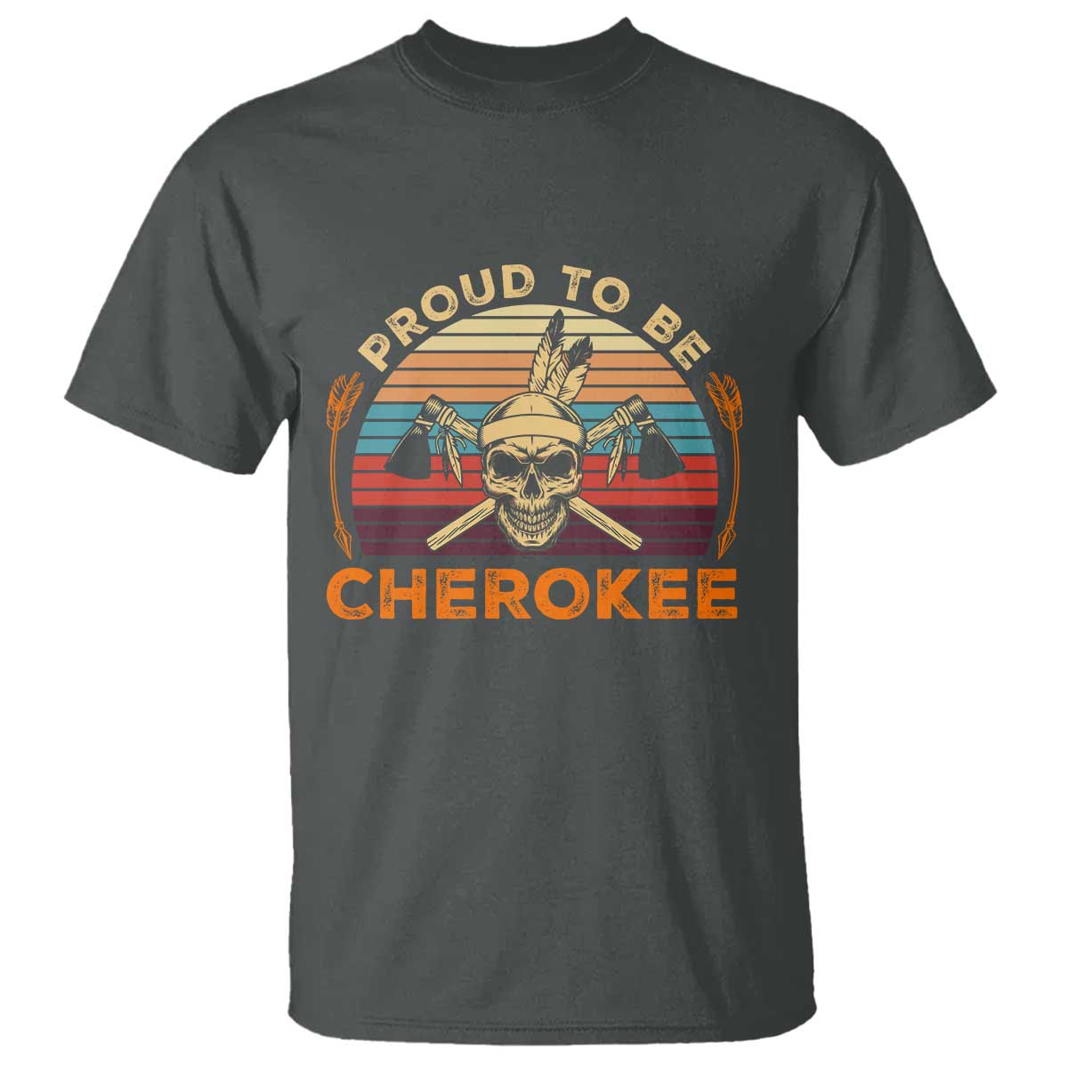 Cherokee Heritage Pride T Shirt Vintage Native American Warrior Skull