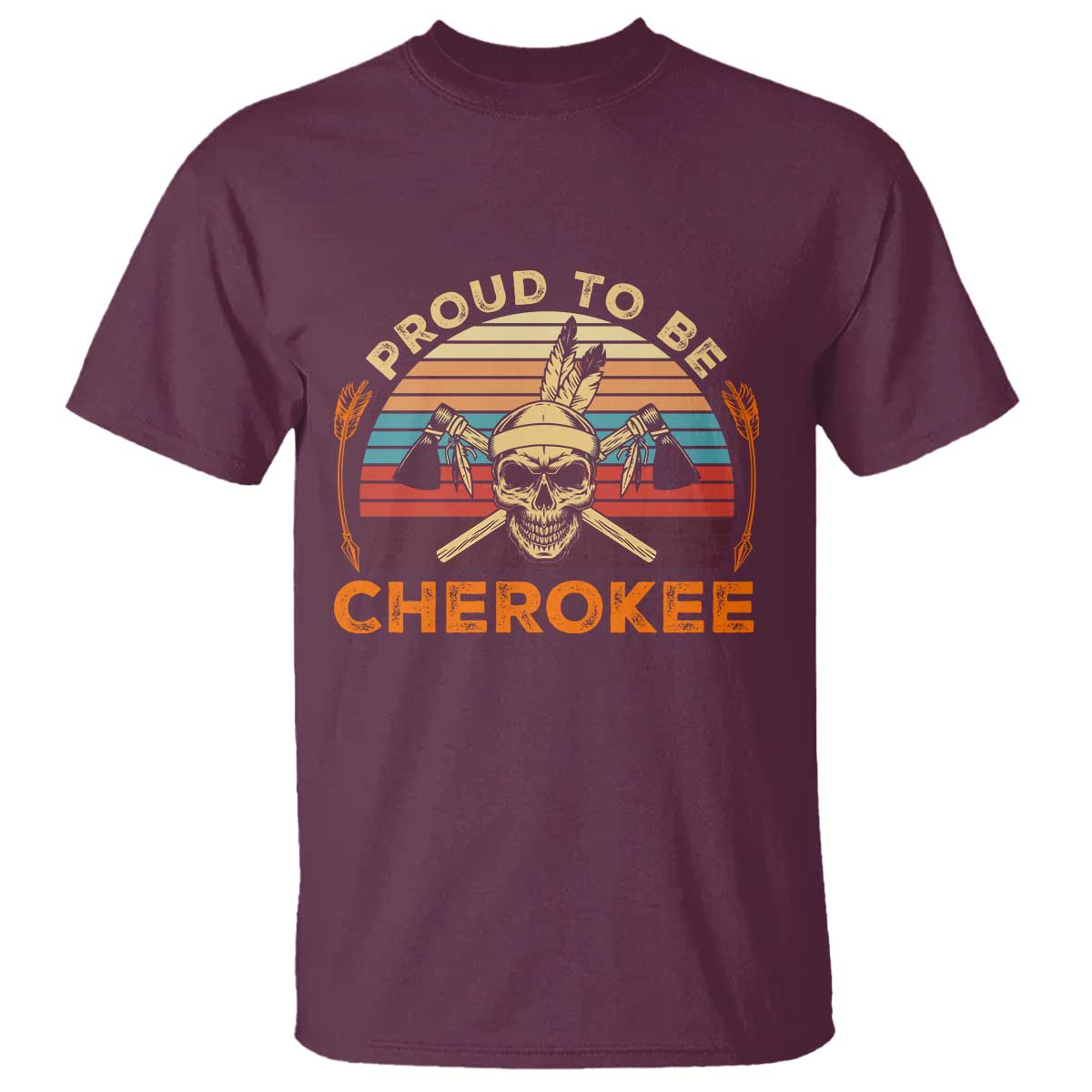 Cherokee Heritage Pride T Shirt Vintage Native American Warrior Skull