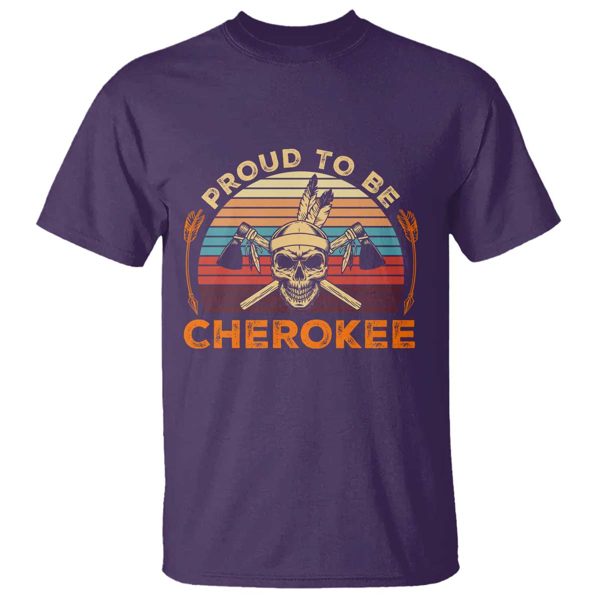 Cherokee Heritage Pride T Shirt Vintage Native American Warrior Skull