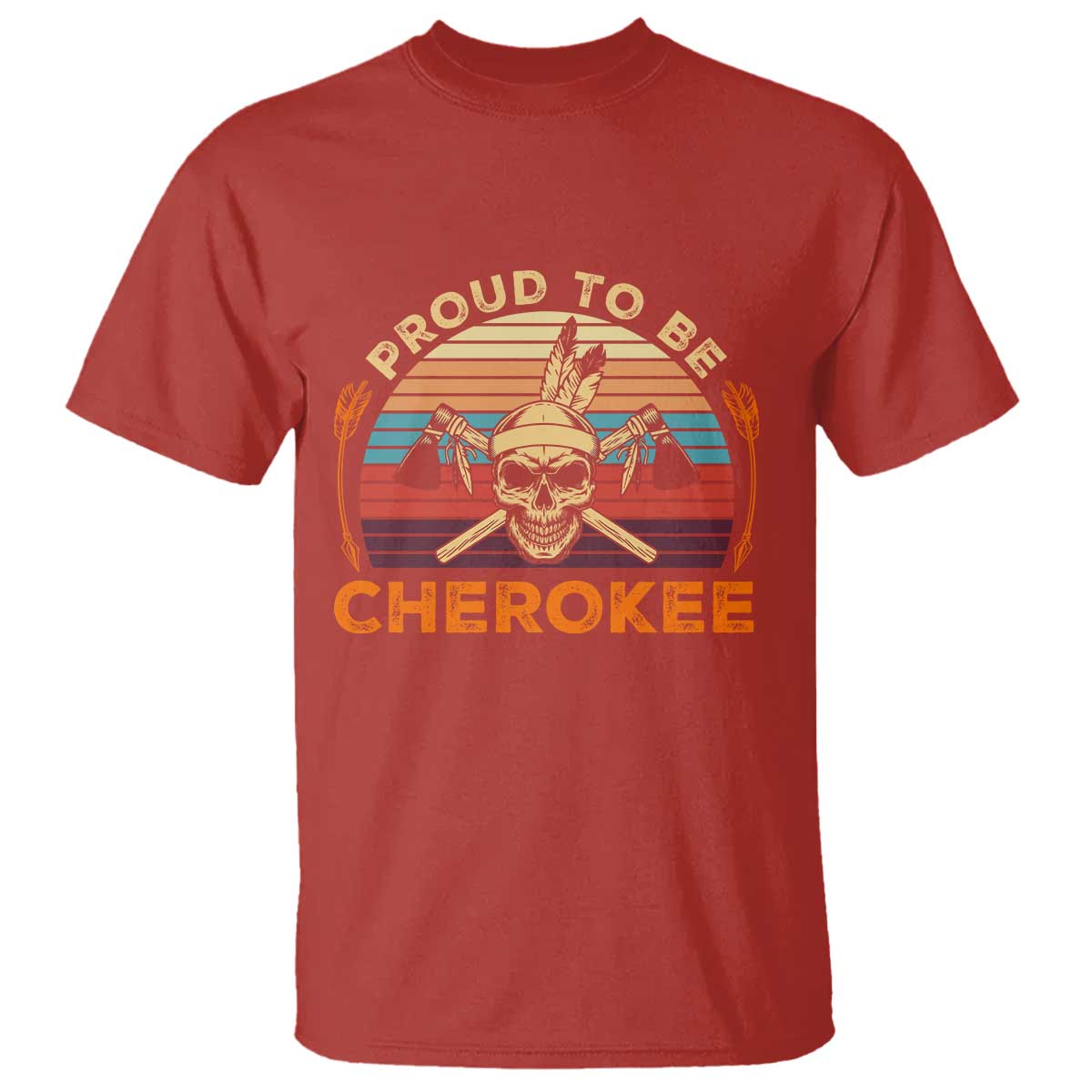 Cherokee Heritage Pride T Shirt Vintage Native American Warrior Skull