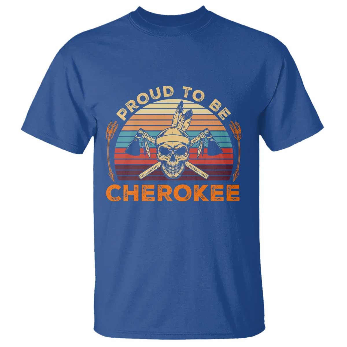 Cherokee Heritage Pride T Shirt Vintage Native American Warrior Skull