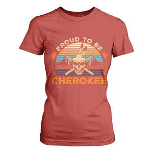 Cherokee Heritage Pride T Shirt For Women Vintage Native American Warrior Skull