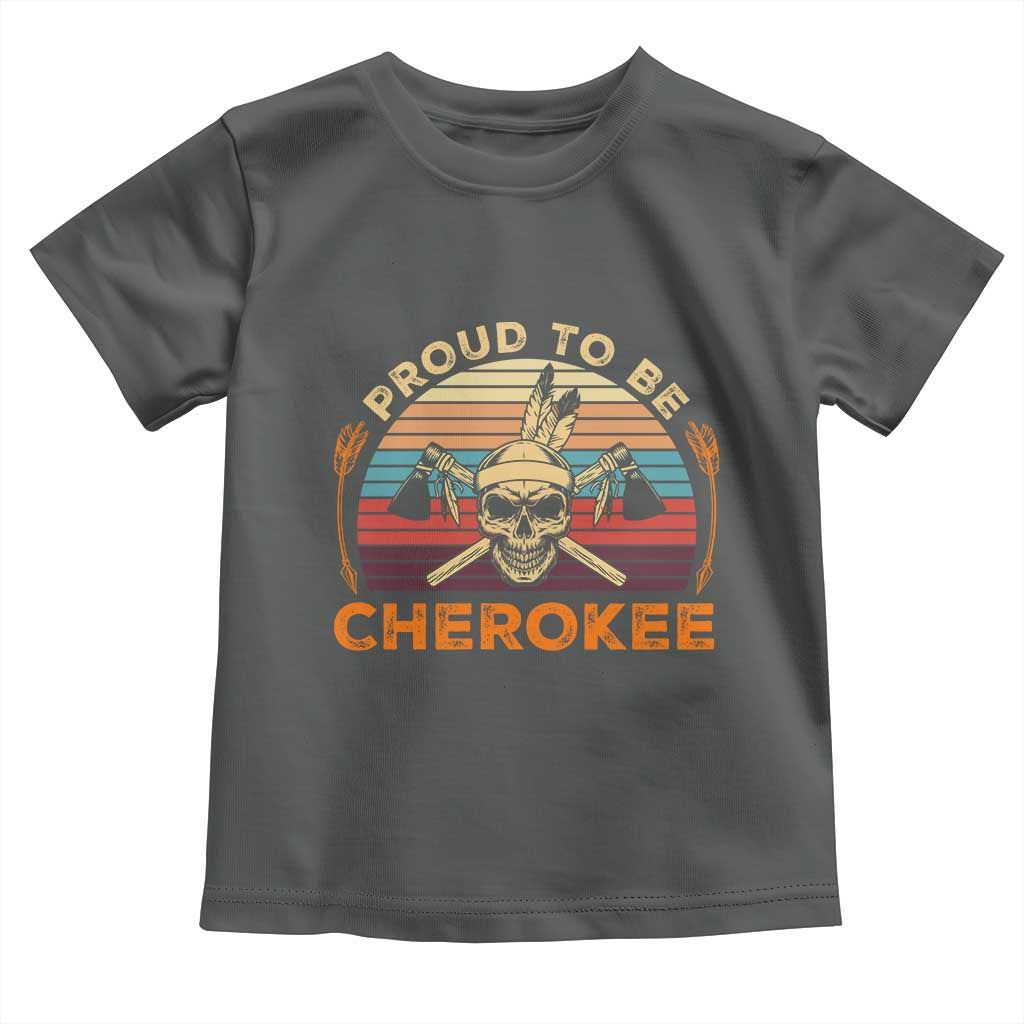 Cherokee Heritage Pride Toddler T Shirt Vintage Native American Warrior Skull