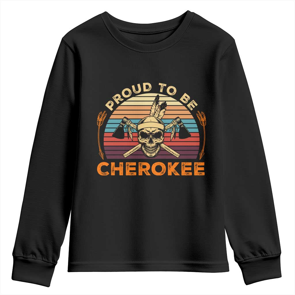 Cherokee Heritage Pride Youth Sweatshirt Vintage Native American Warrior Skull