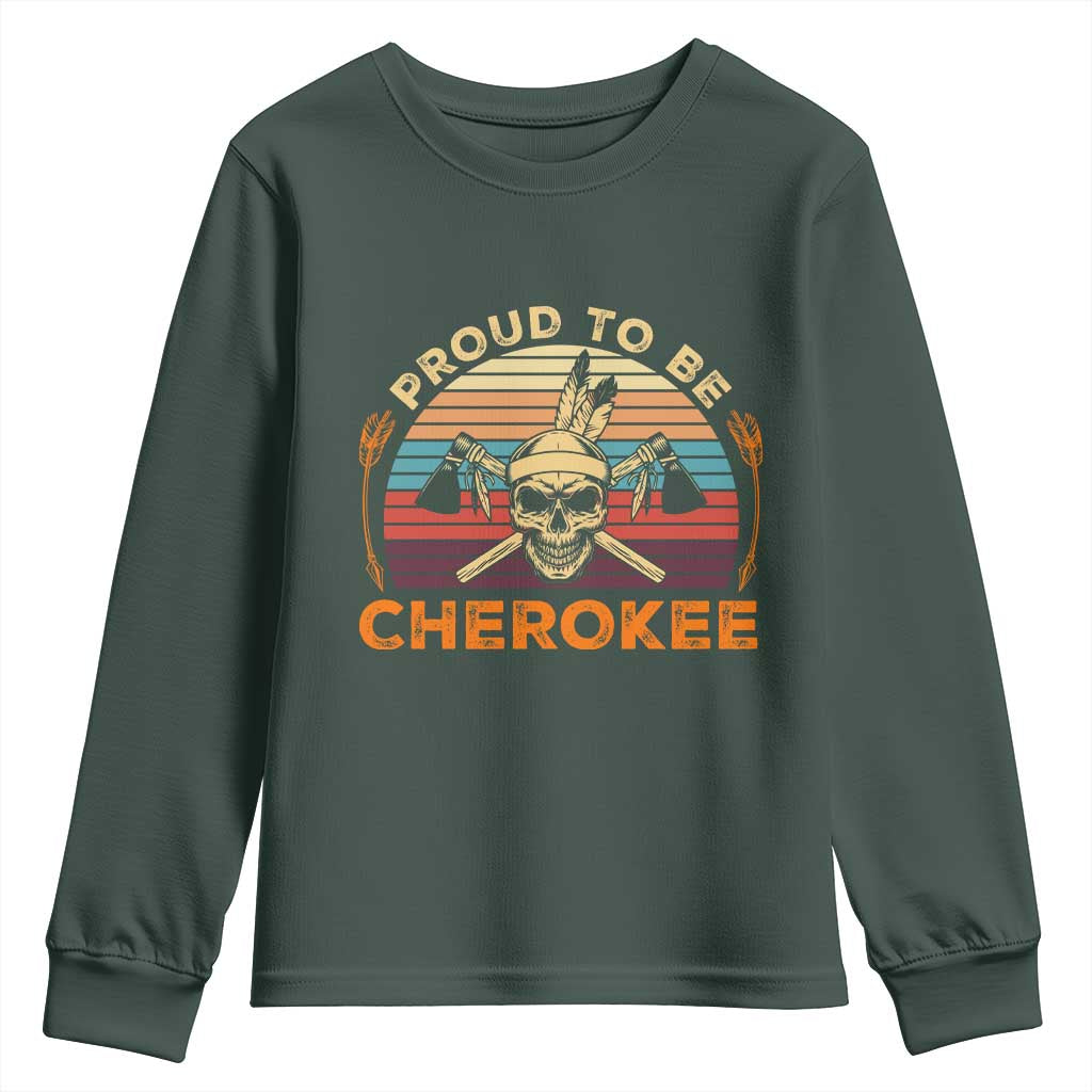 Cherokee Heritage Pride Youth Sweatshirt Vintage Native American Warrior Skull