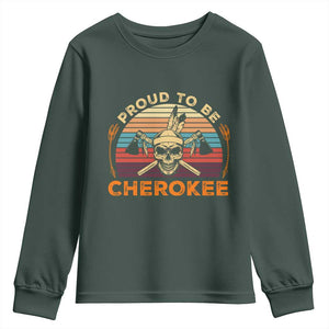 Cherokee Heritage Pride Youth Sweatshirt Vintage Native American Warrior Skull