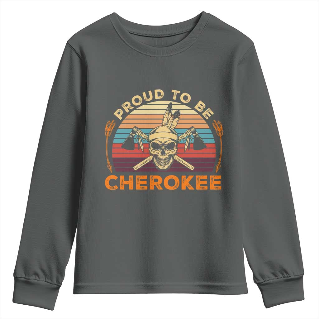 Cherokee Heritage Pride Youth Sweatshirt Vintage Native American Warrior Skull