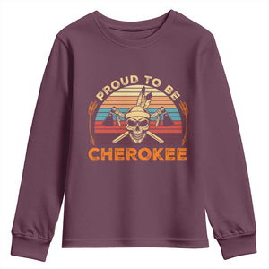 Cherokee Heritage Pride Youth Sweatshirt Vintage Native American Warrior Skull