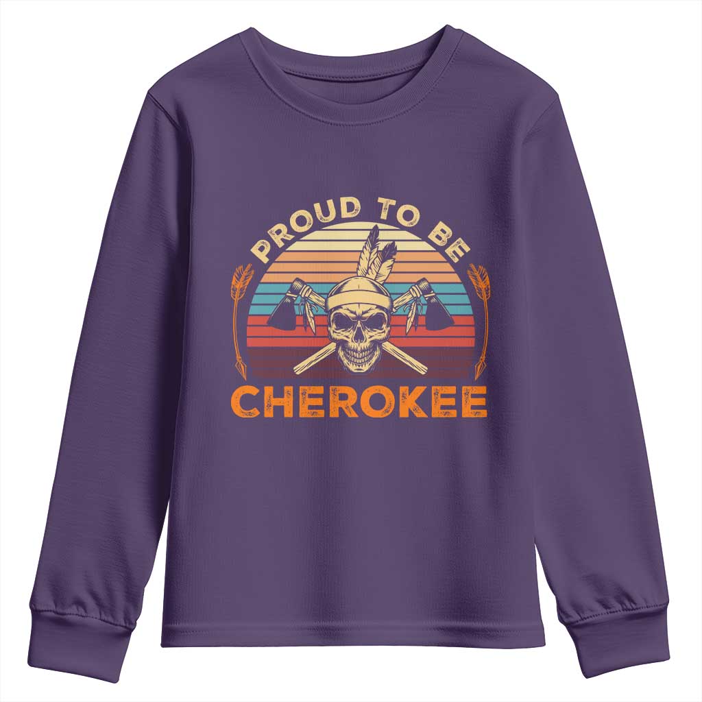 Cherokee Heritage Pride Youth Sweatshirt Vintage Native American Warrior Skull