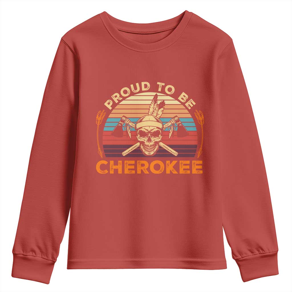 Cherokee Heritage Pride Youth Sweatshirt Vintage Native American Warrior Skull
