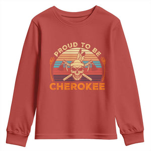 Cherokee Heritage Pride Youth Sweatshirt Vintage Native American Warrior Skull