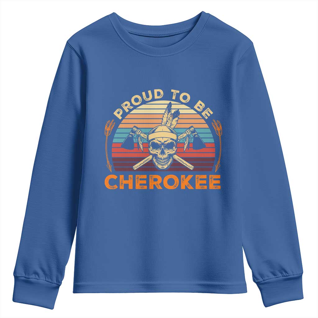 Cherokee Heritage Pride Youth Sweatshirt Vintage Native American Warrior Skull