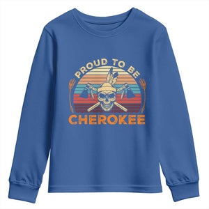 Cherokee Heritage Pride Youth Sweatshirt Vintage Native American Warrior Skull