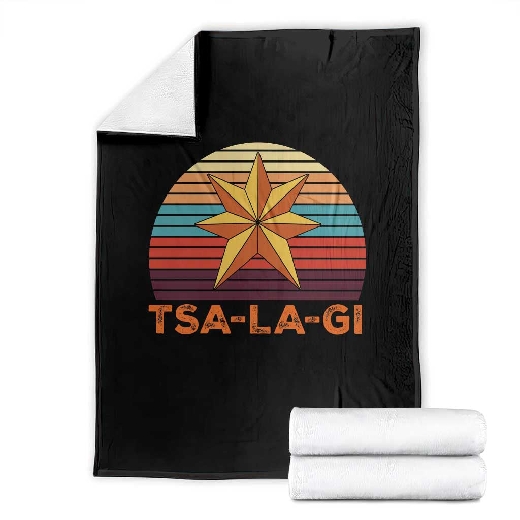 Tsalagi Seven Pointed Star Throw Blanket Cherokee Native American Heritage TS12 Black Print Your Wear