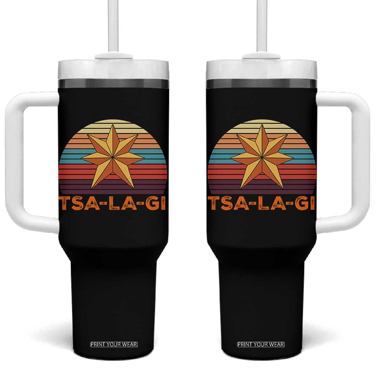 Tsalagi Seven Pointed Star Tumbler With Handle Cherokee Native American Heritage