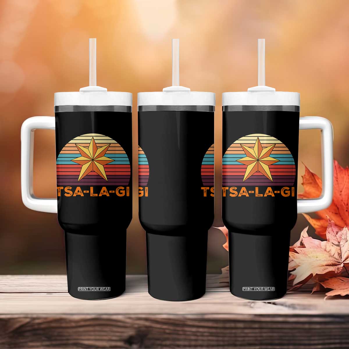 Tsalagi Seven Pointed Star Tumbler With Handle Cherokee Native American Heritage