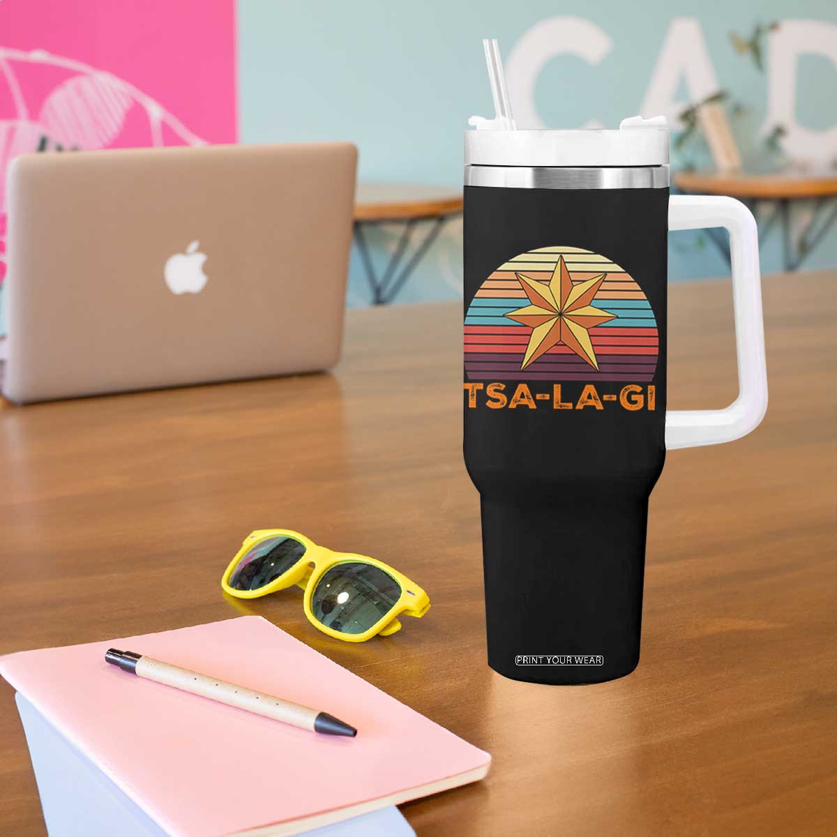 Tsalagi Seven Pointed Star Tumbler With Handle Cherokee Native American Heritage