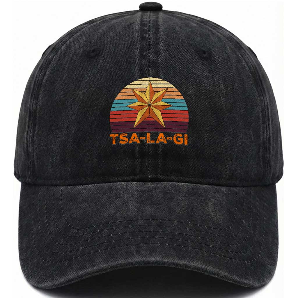 Tsalagi Seven Pointed Star Washed Cotton Baseball Cap Cherokee Native American Heritage