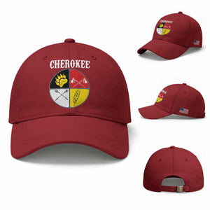 Cherokee Cultural Pride Baseball Cap Native American Medicine Wheel Art