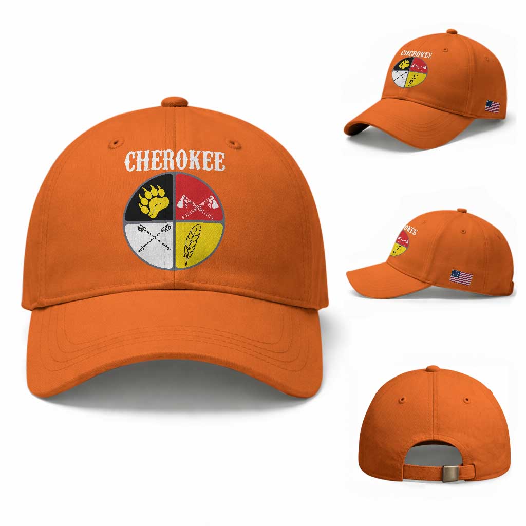Cherokee Cultural Pride Baseball Cap Native American Medicine Wheel Art