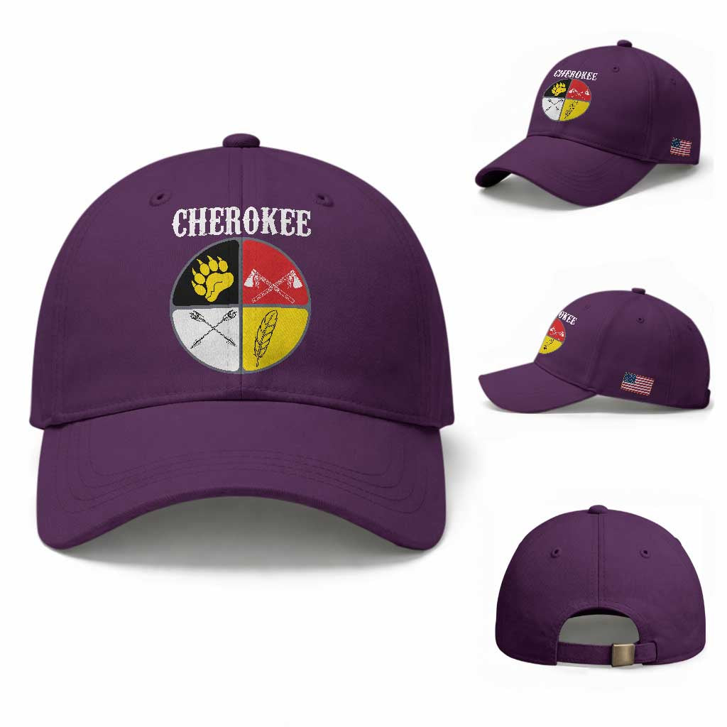 Cherokee Cultural Pride Baseball Cap Native American Medicine Wheel Art