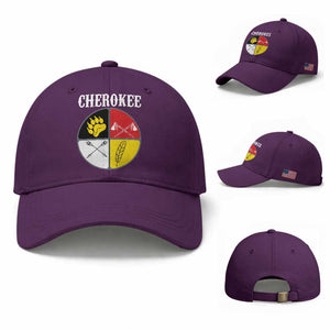 Cherokee Cultural Pride Baseball Cap Native American Medicine Wheel Art