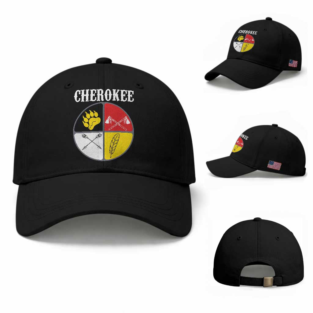Cherokee Cultural Pride Baseball Cap Native American Medicine Wheel Art