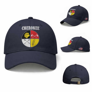 Cherokee Cultural Pride Baseball Cap Native American Medicine Wheel Art