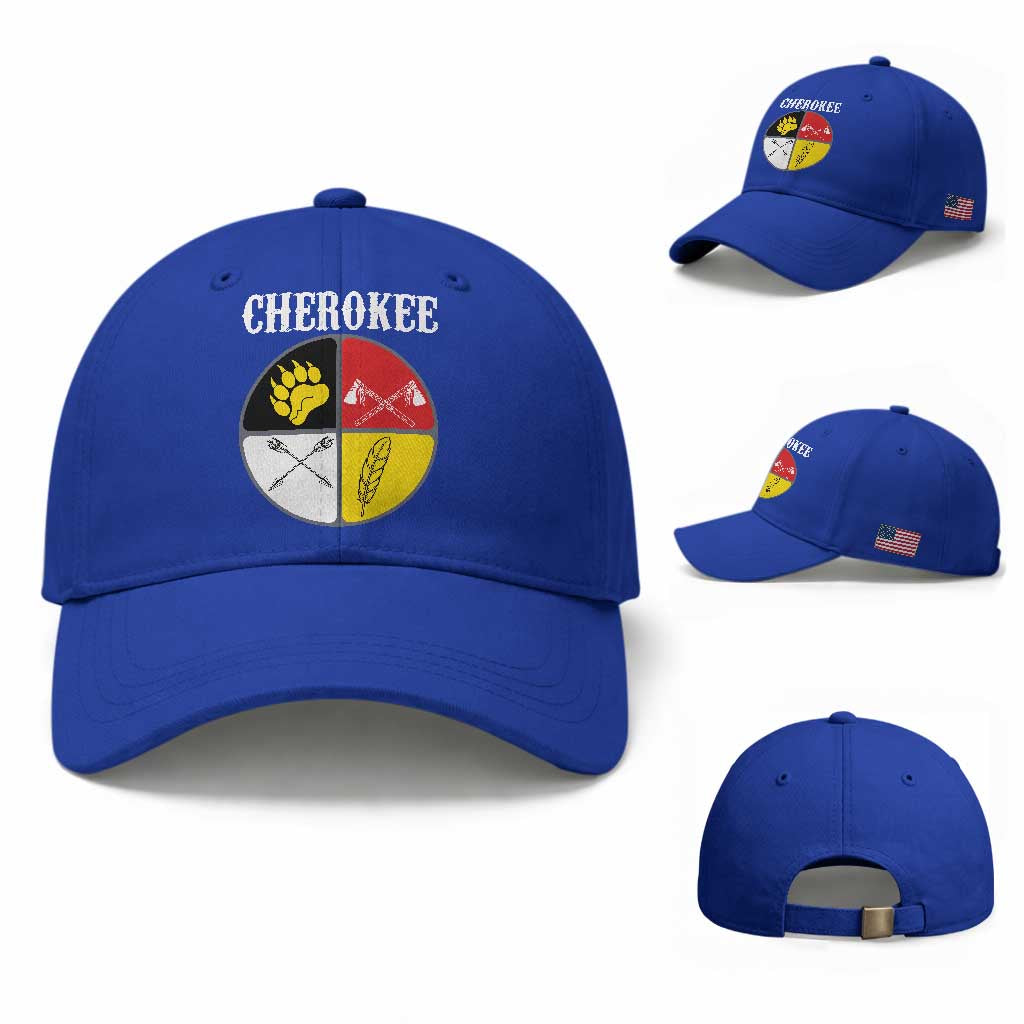 Cherokee Cultural Pride Baseball Cap Native American Medicine Wheel Art