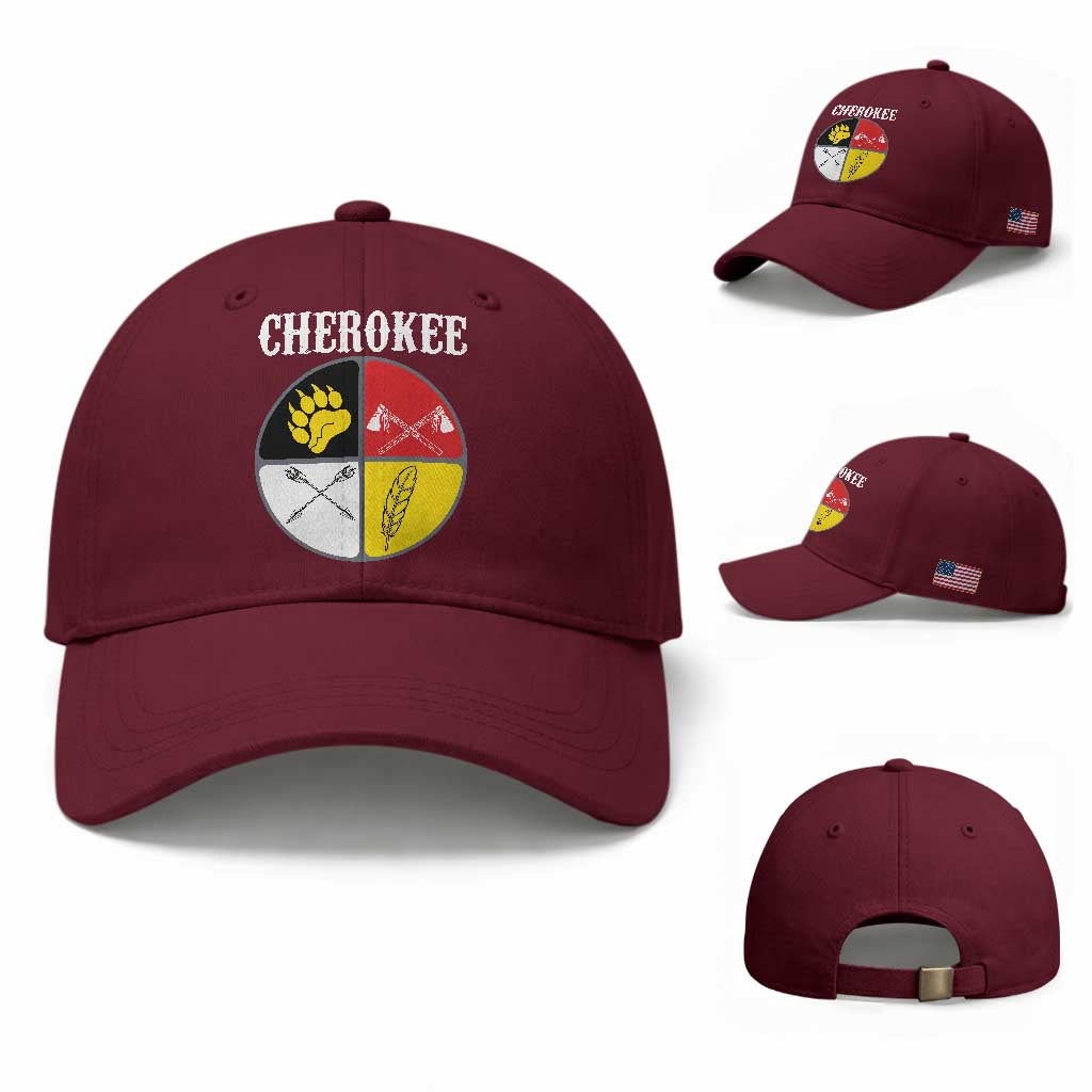 Cherokee Cultural Pride Baseball Cap Native American Medicine Wheel Art