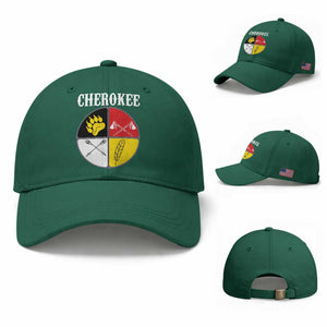Cherokee Cultural Pride Baseball Cap Native American Medicine Wheel Art