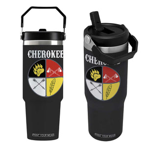 Cherokee Cultural Pride Flip Straw Tumbler Native American Medicine Wheel Art